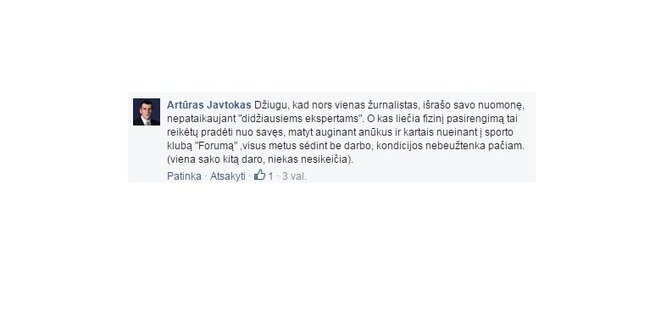 Artūro Javtoko žinutė