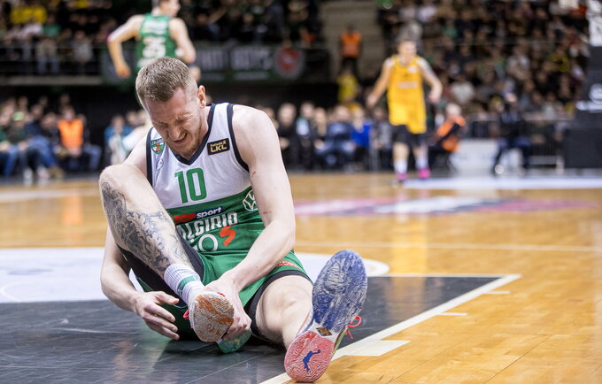 R.Šmitas susižeidė čiurną („Betsafe-LKL“ nuotr.)
