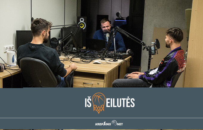 Pirmajame „Iš eilutės“ epizode pokalbis su E.Šeškumi (Krepsinis.net nuotr.)