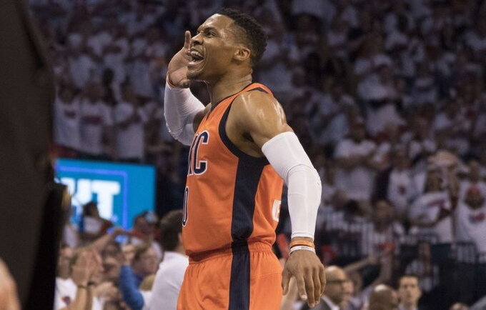 R.Westbrookas yra brangiausias NBA menedžerio žaidėjas (Scanpix nuotr.)