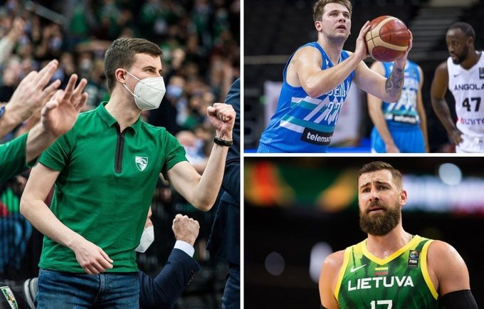 Algimantas Bružas, Luka Dončičius, Jobas Valančiūnas (Krepsinis.net nuotr.)