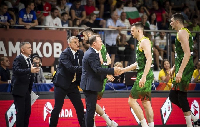 K.Maksvytis džiaugėsi tik pergale ir I.Brazdeikiu (FIBA nuotr.)