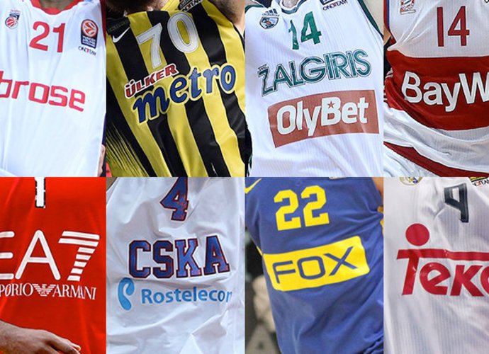 „Žalgiris“ ir dar keturios komandos ant marškinėlių turi ir rėmėją, ir klubo pavadinimą (Scanpix nuotr.)
