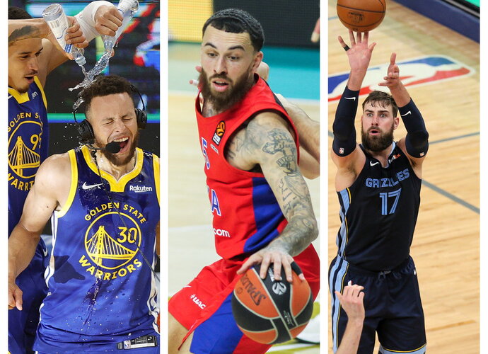 S.Curry ir J.Valančiūnas sieks išlaikyti gerą žaidimą, M.Jamesas – pritapti iš naujo (Scanpix nuotr.)