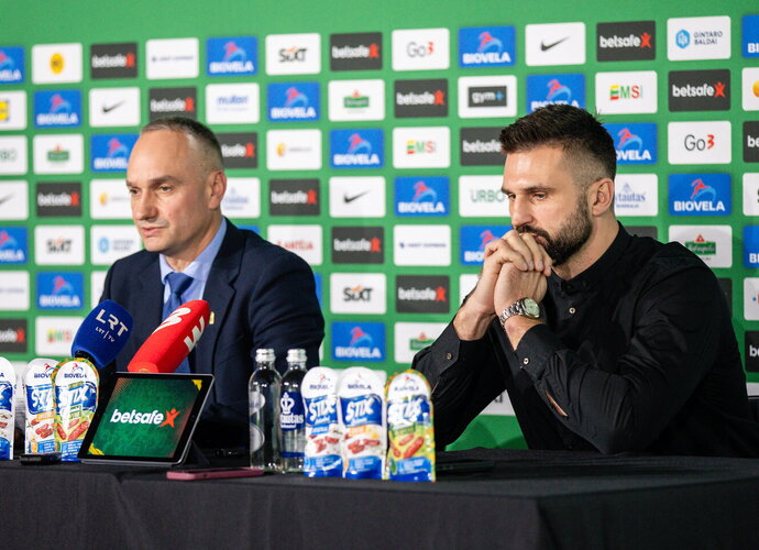 L.Kleiza pristatytas Lietuvos vyrų rinktinės vadovu (BNS nuotr.)