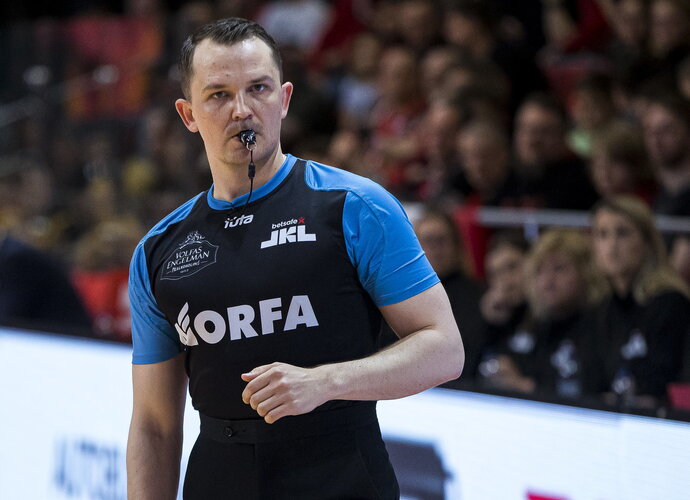 G.Vilius švilps pirmosiose pusfinalio rungtynėse (LKL nuotr.)
